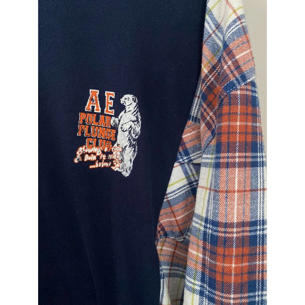 Polar Plunge - Reworked Flannel Shirt, UPcycled Shirt. Flannel Sweatshirt. - Picture 3 of 4